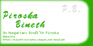 piroska bineth business card